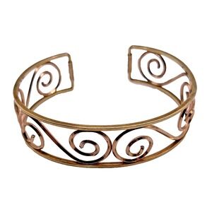 Krementz Cuff Bracelet Gold Tone Swirl Scroll Open Work Dainty Vintage Cocktail